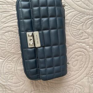 Michael Kors Tribeca Quilted Blue Clutch